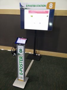 This is e-poster station, where anyone can look up all posters displayed during the meeting.